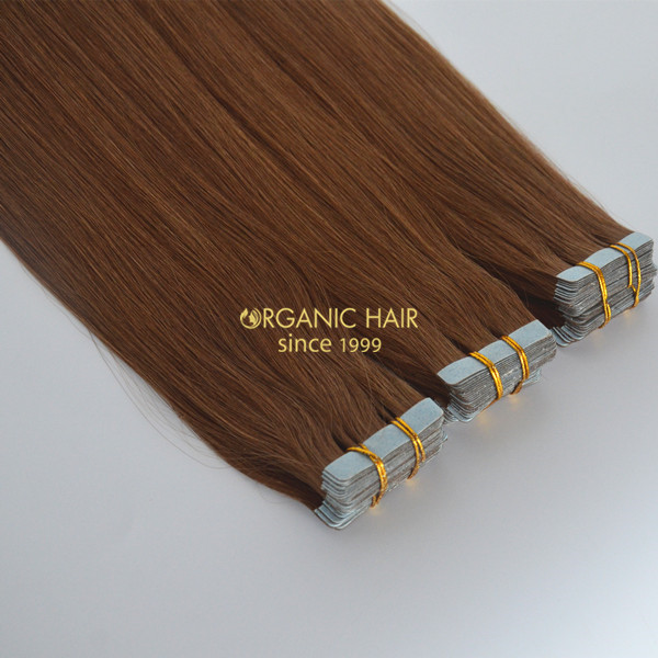 Brown hair extensions seamless tape on hair extensions